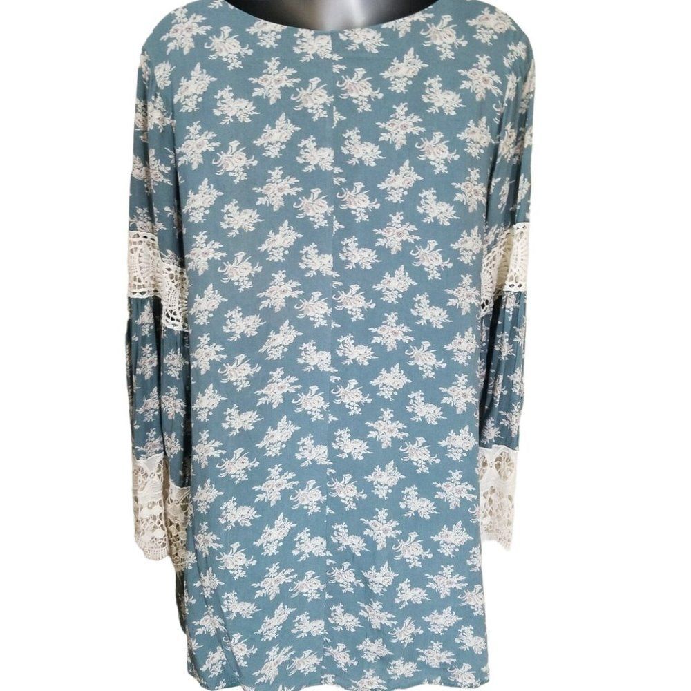 Entro Floral Dress with Crochet embroidery Cottage Chic Boho Lagenlook Size Med - Picture 2 of 7
